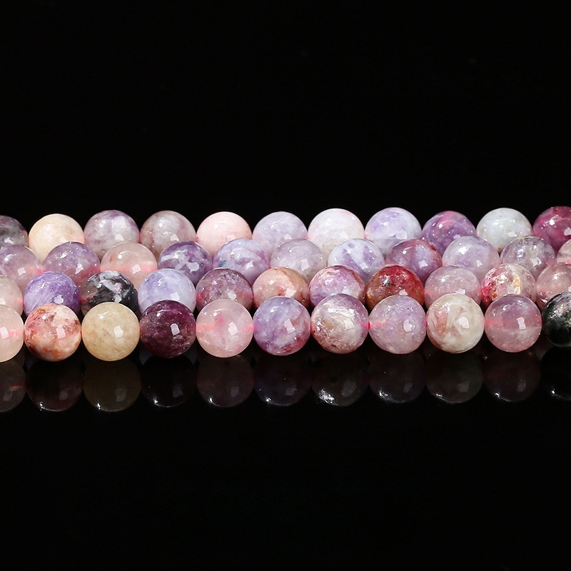 Natural plum blossom tourmaline round beads scattered beads diy jewelry accessories