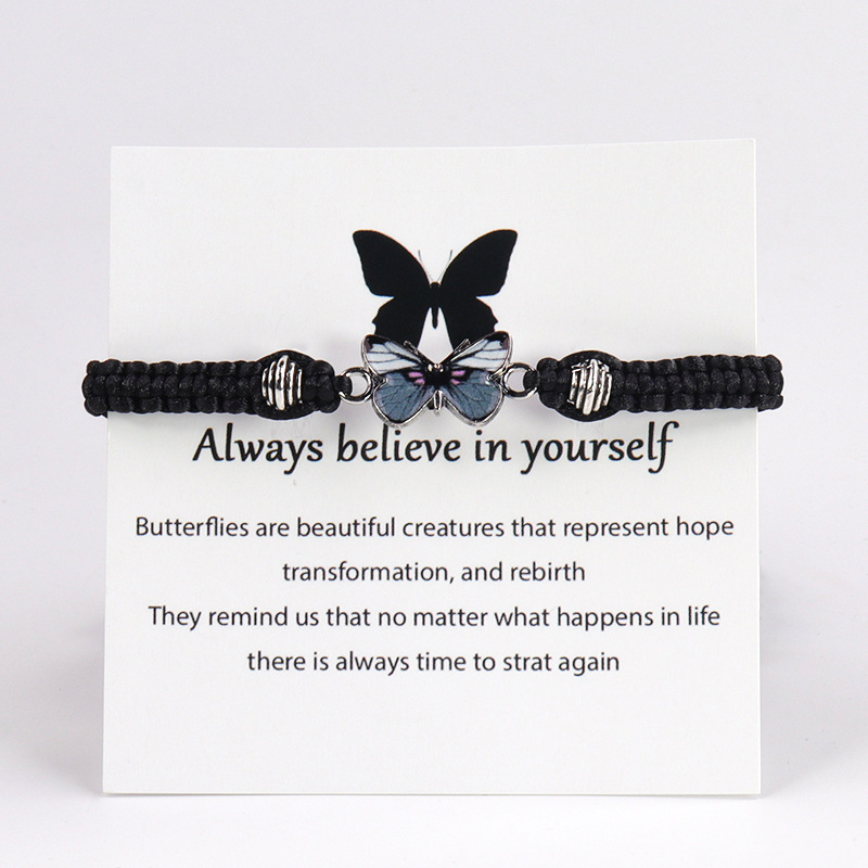 Butterfly pendant bracelet hand-woven mirrored rope butterfly bracelet