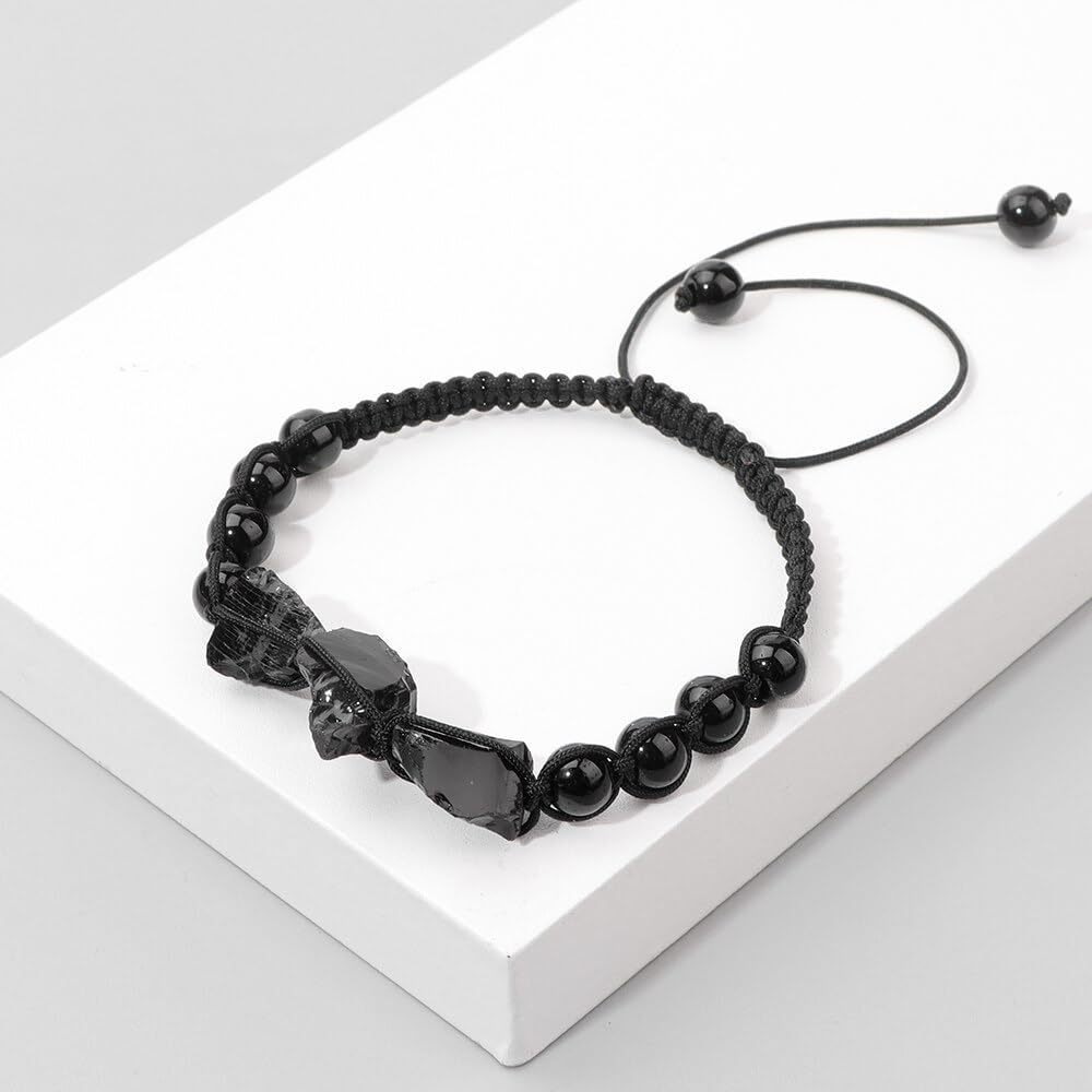 Natural stone bracelet irregular braided adjustable bracelet