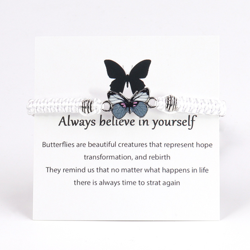 Butterfly pendant bracelet hand-woven mirrored rope butterfly bracelet