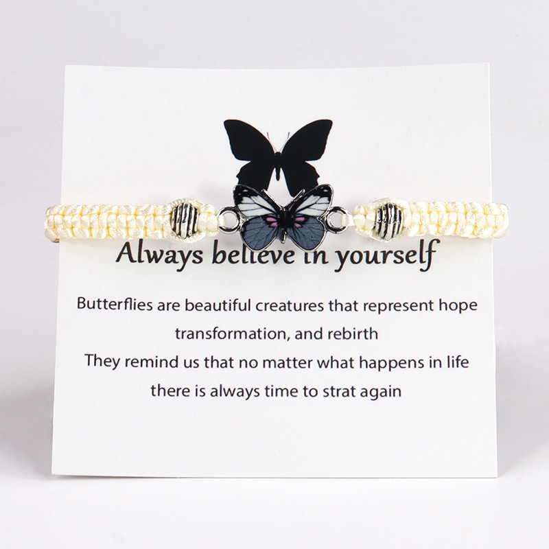 Butterfly pendant bracelet hand-woven mirrored rope butterfly bracelet