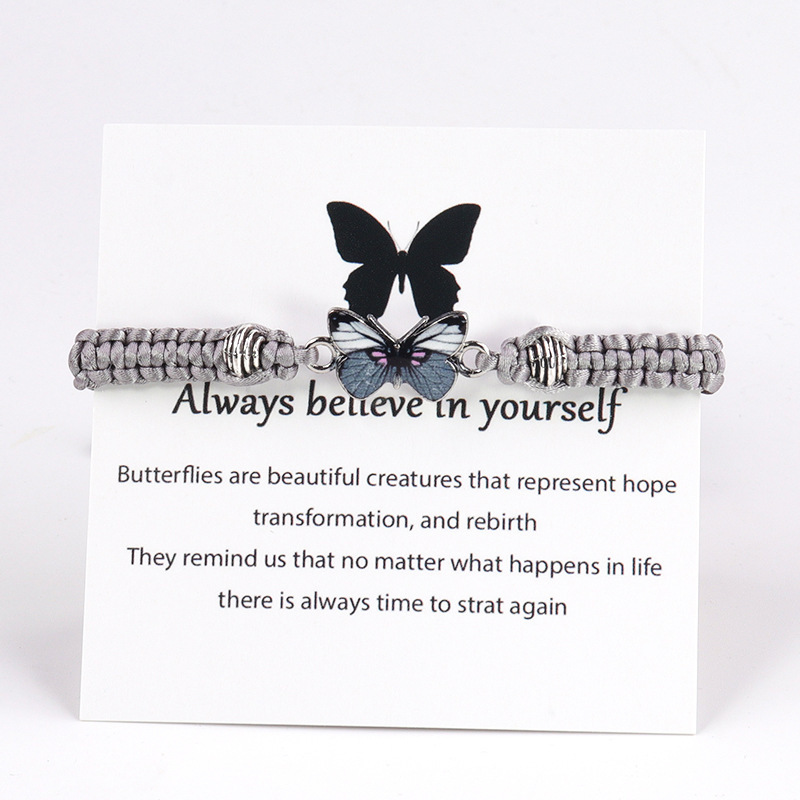 Butterfly pendant bracelet hand-woven mirrored rope butterfly bracelet