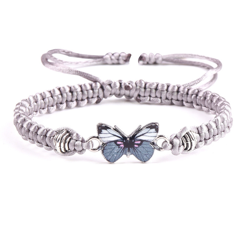 Butterfly pendant bracelet hand-woven mirrored rope butterfly bracelet