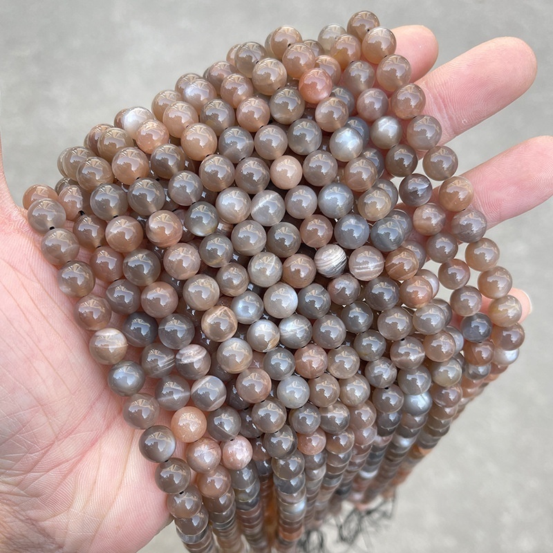 Natural black bone sunstone loose beads handmade DIY jewelry accessories