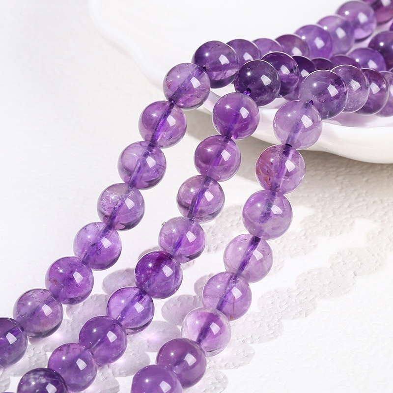 Natural amethyst loose beads crystal round beads handmade DIY jewelry accessories