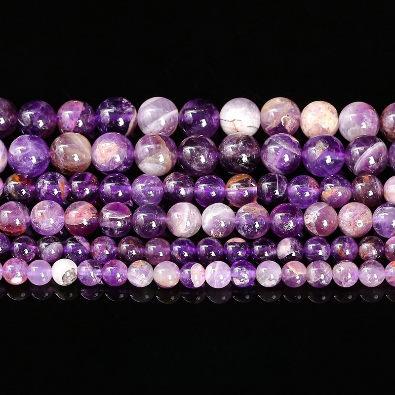 Natural amethyst loose beads crystal round beads handmade DIY jewelry accessories