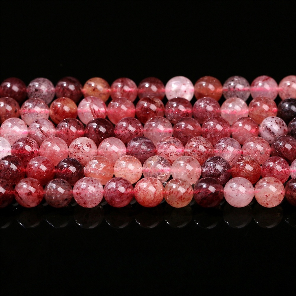 Natural old mine strawberry crystal loose beads DIY jewelry accessories