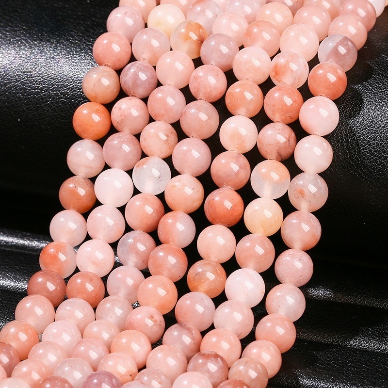 Natural peach blossom jade loose beads DIY jewelry accessories