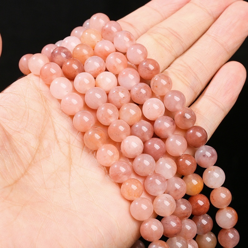 Natural peach blossom jade loose beads DIY jewelry accessories