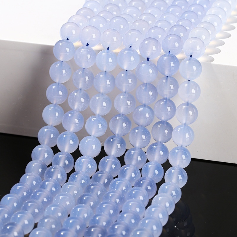 Natural blue chalcedony round beads DIY jewelry accessories