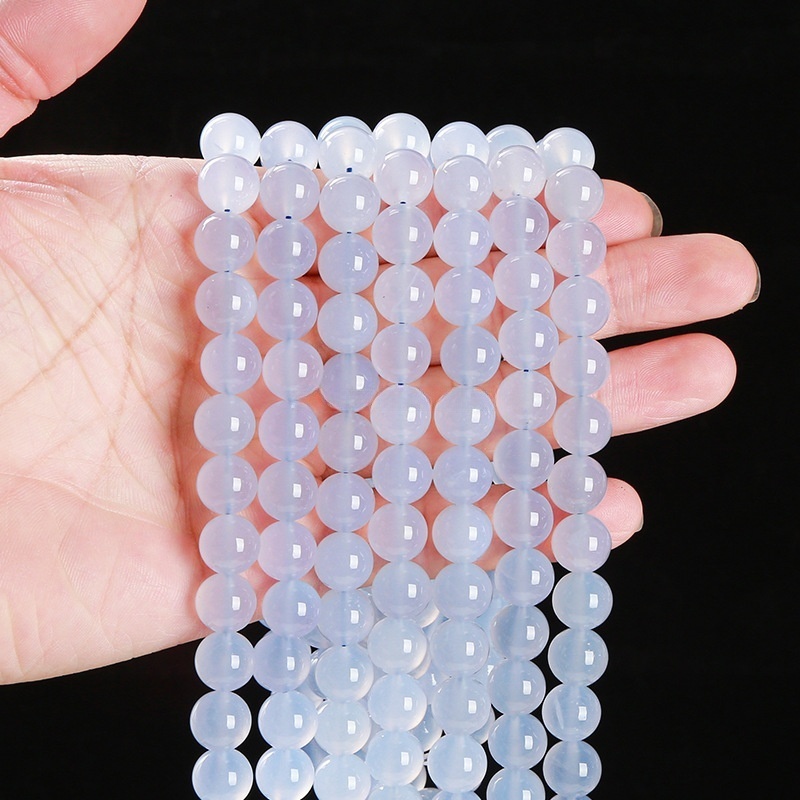 Natural blue chalcedony round beads DIY jewelry accessories