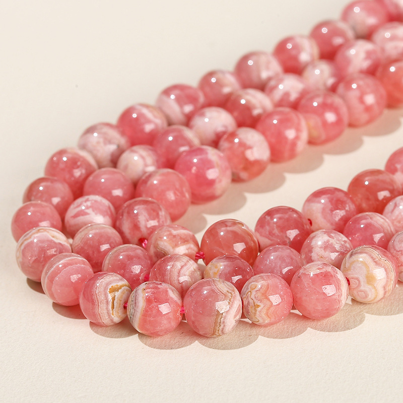 5A natural Argentine rhodonite loose beads rose stone round beads