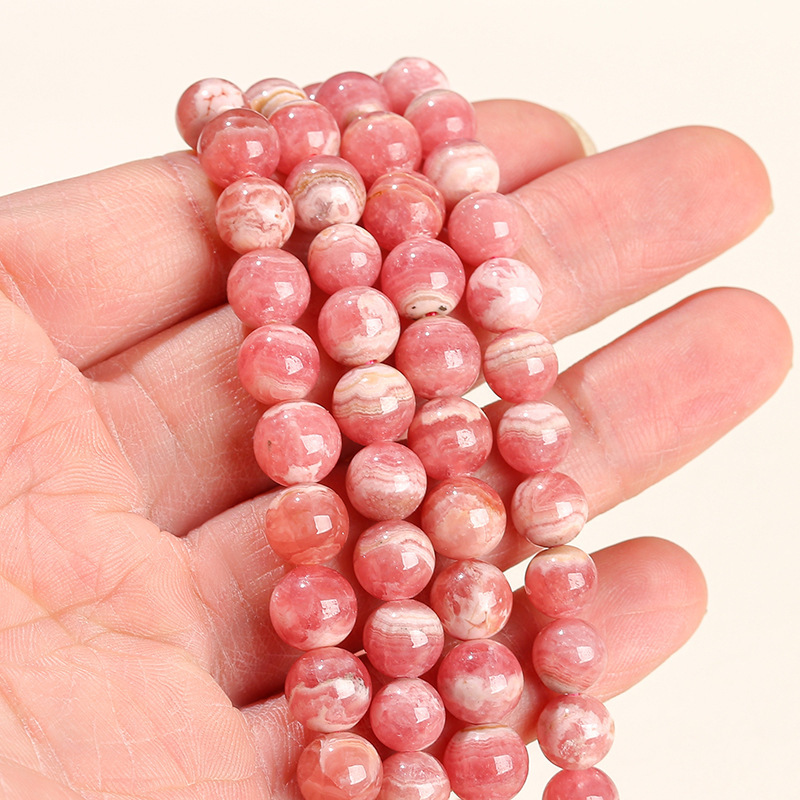 5A natural Argentine rhodonite loose beads rose stone round beads