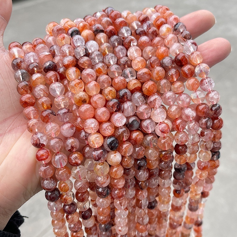 Natural red glue flower crystal loose beads DIY jewelry accessories