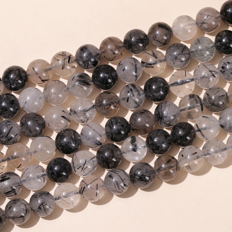 Natural black hair crystal loose beads round beads diy jewelry accessories