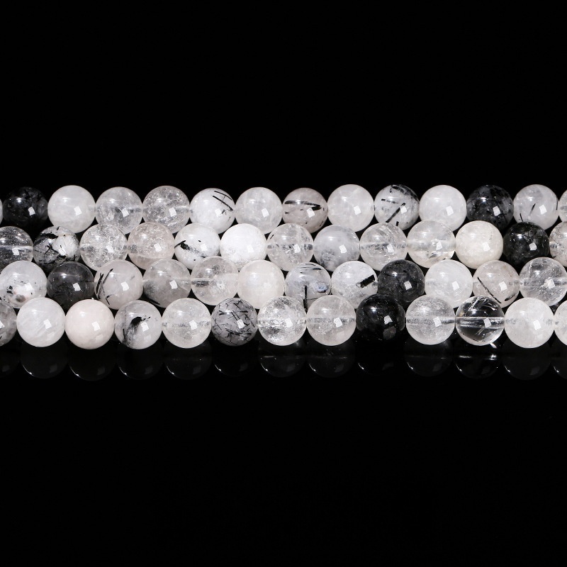 Natural black hair crystal loose beads round beads diy jewelry accessories