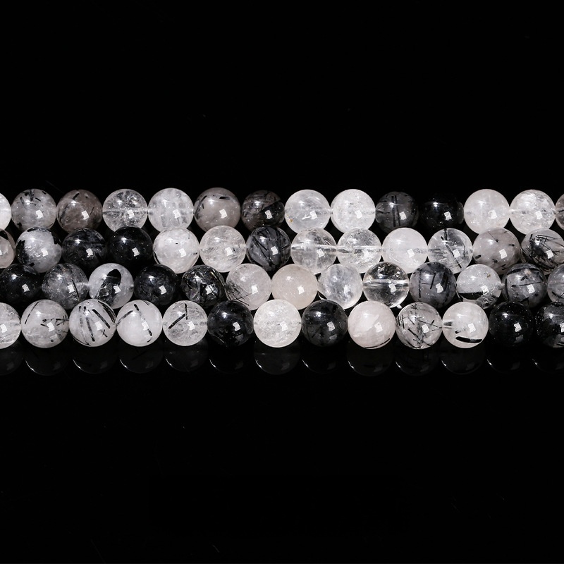 Natural black hair crystal loose beads round beads diy jewelry accessories