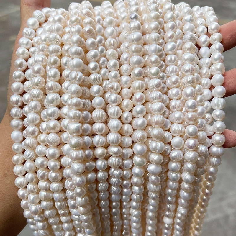 Natural freshwater pearl loose beads DIY Baroque round beads