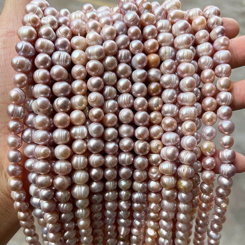 Natural freshwater pearl loose beads DIY Baroque round beads