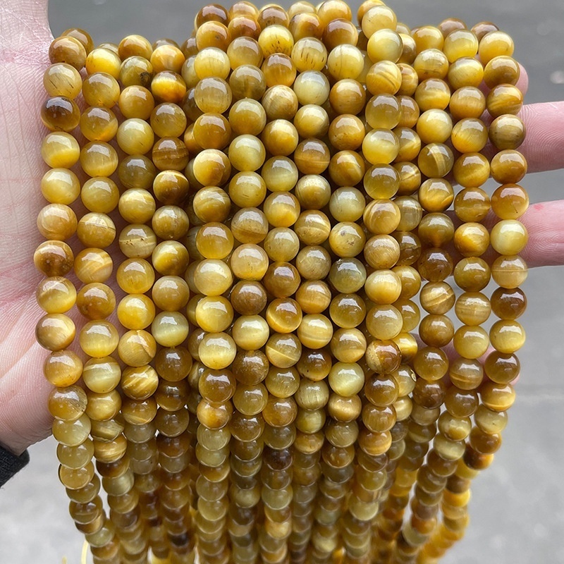 Optimized natural gold tiger eye stone loose beads semi-finished DIY jewelry accessories