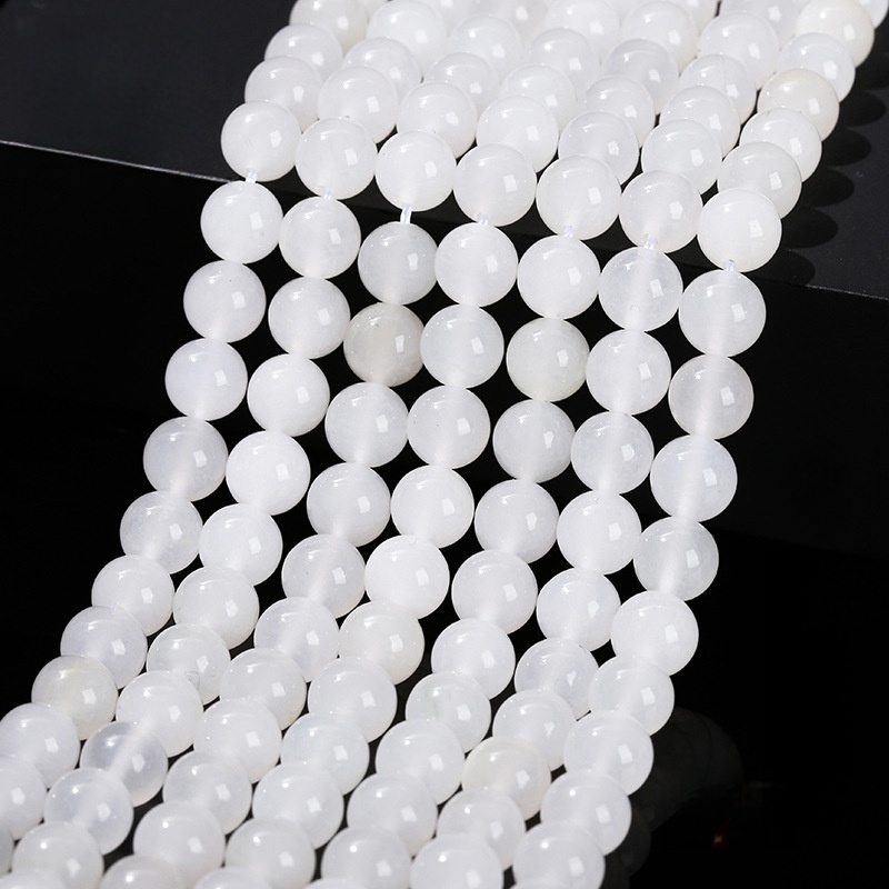 Natural ice jadeite white jade round beads DIY jewelry accessories