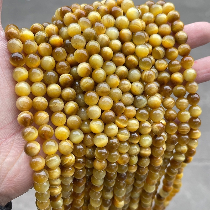 Optimized natural gold tiger eye stone loose beads semi-finished DIY jewelry accessories