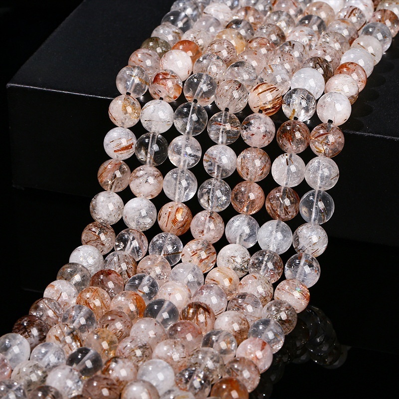 Natural black gold super seven crystal loose beads DIY jewelry accessories