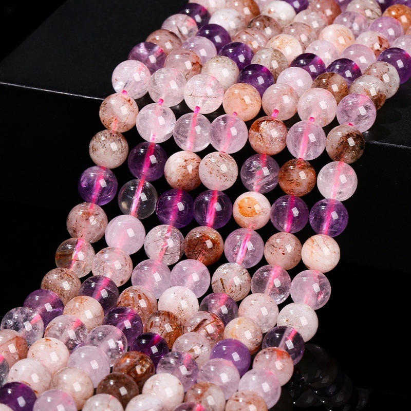 Natural purple super seven crystal loose beads DIY jewelry accessories