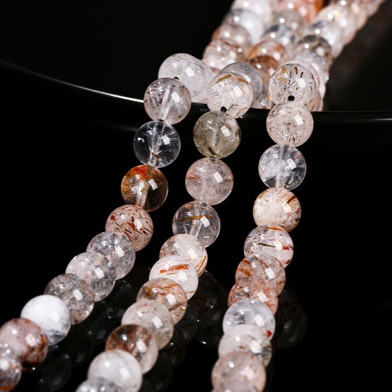 Natural black gold super seven crystal loose beads DIY jewelry accessories