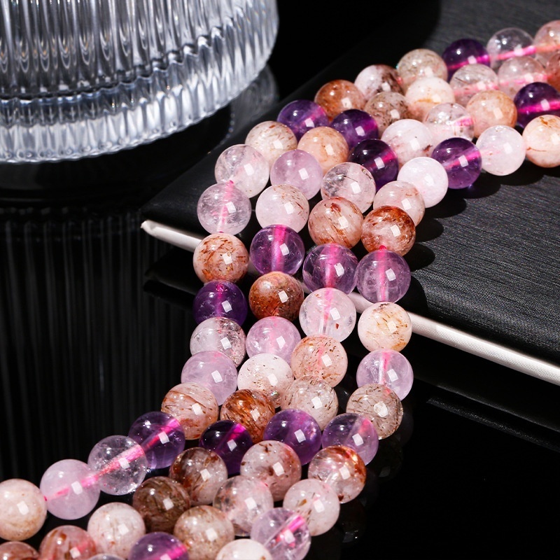Natural purple super seven crystal loose beads DIY jewelry accessories