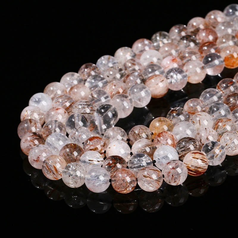 Natural black gold super seven crystal loose beads DIY jewelry accessories