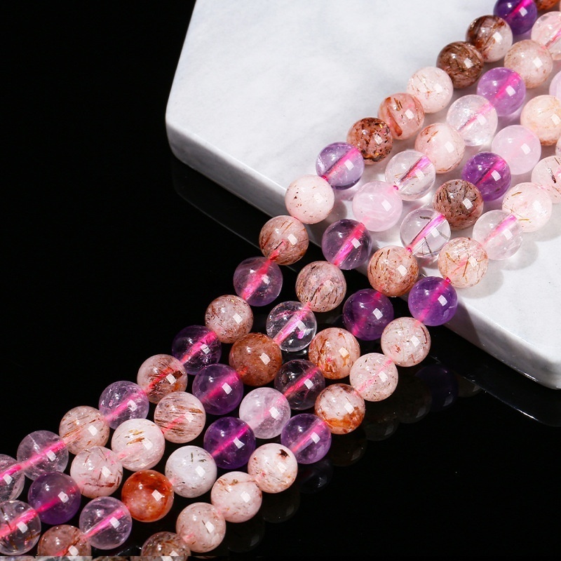 Natural purple super seven crystal loose beads DIY jewelry accessories