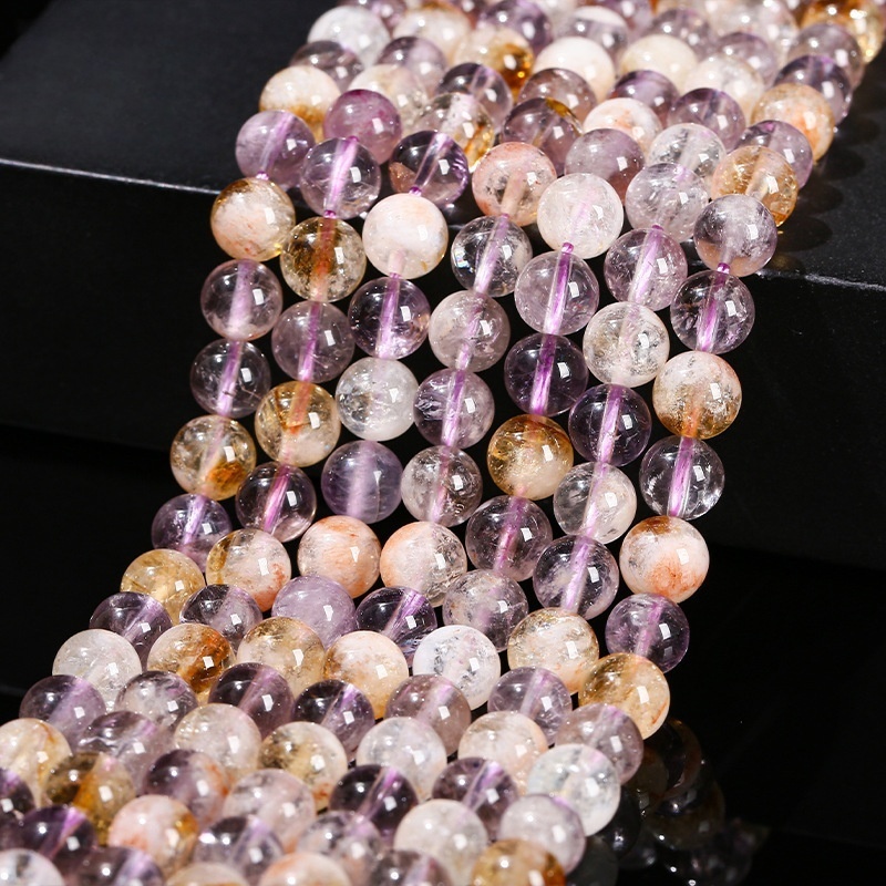 Natural purple and yellow Asai crystal loose beads DIY jewelry accessories