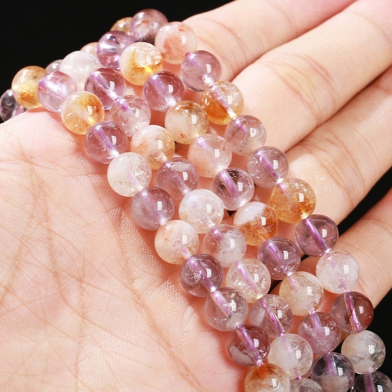 Natural purple and yellow Asai crystal loose beads DIY jewelry accessories
