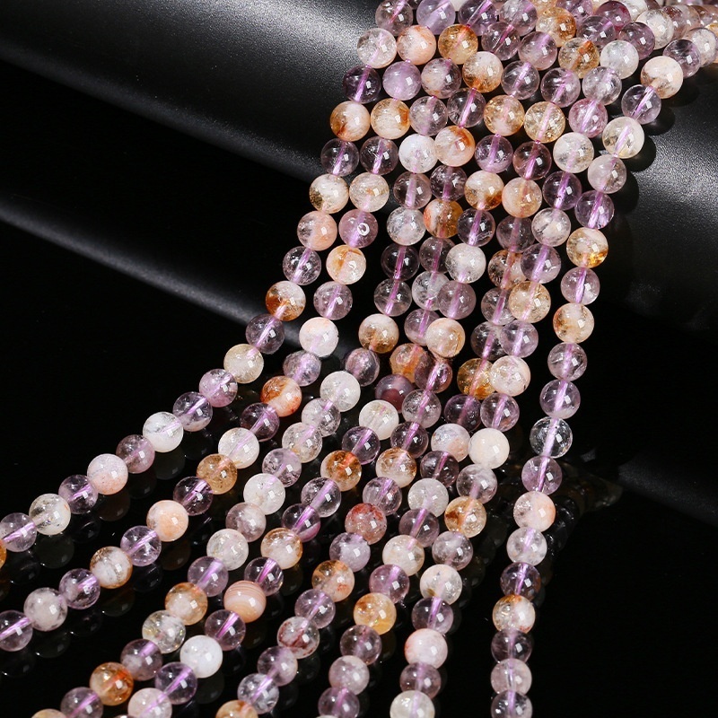 Natural purple and yellow Asai crystal loose beads DIY jewelry accessories