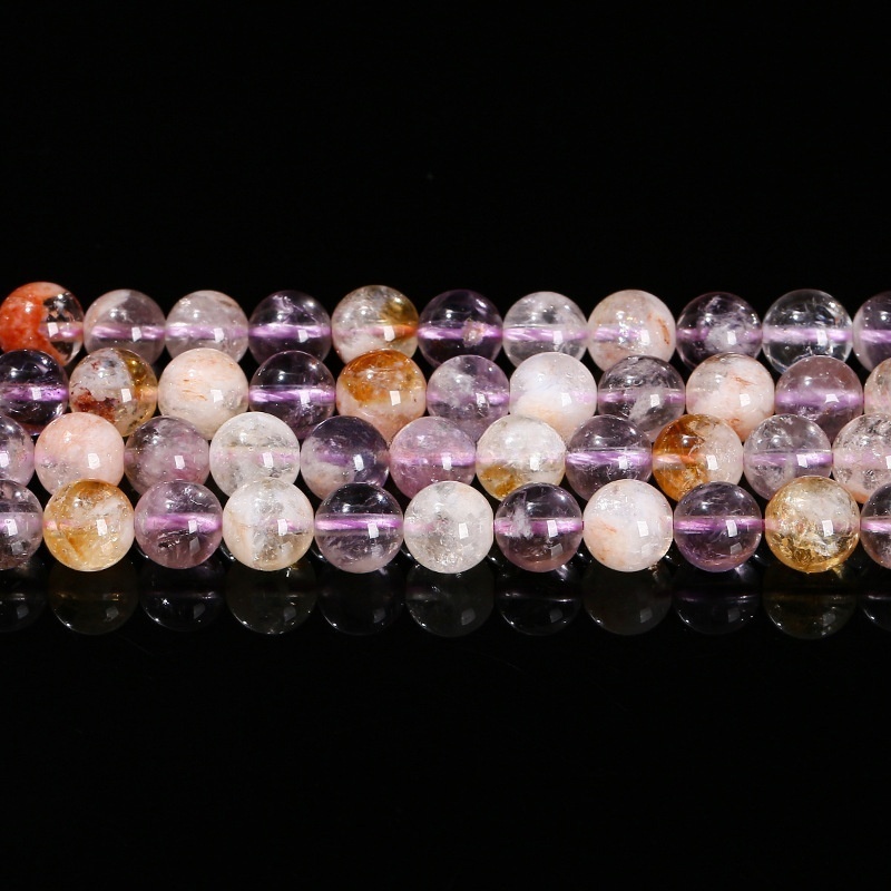 Natural purple and yellow Asai crystal loose beads DIY jewelry accessories