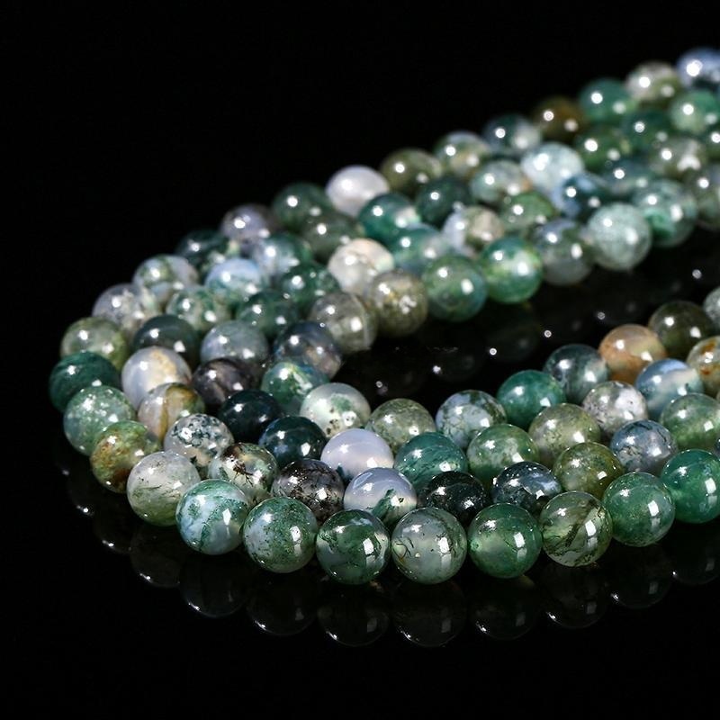 Natural moss agate loose beads jewelry accessories