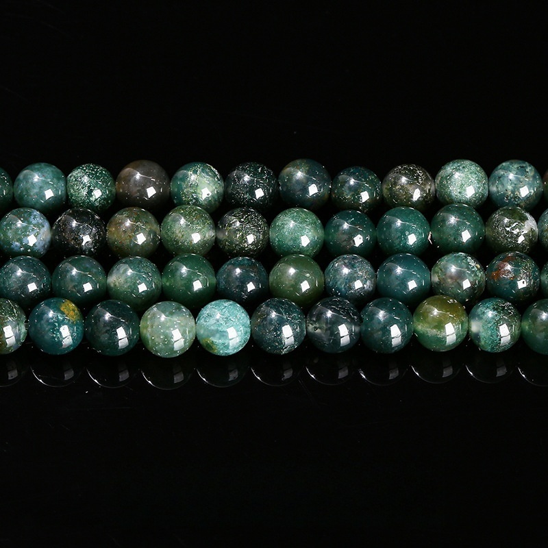 Natural moss agate loose beads jewelry accessories