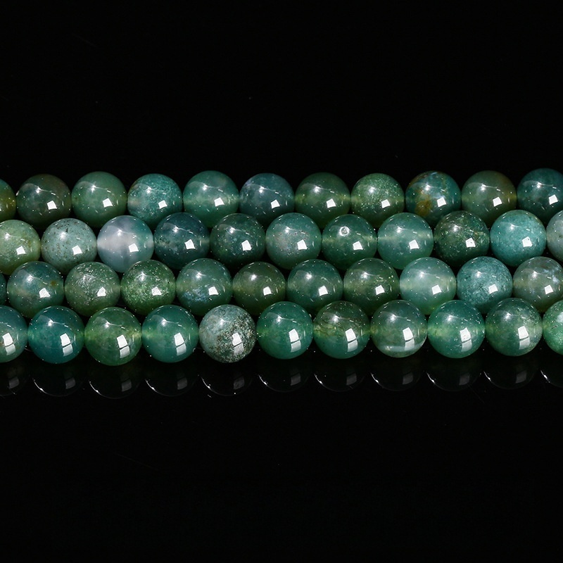 Natural moss agate loose beads jewelry accessories
