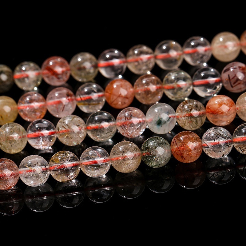 3A natural ice transparent red and green hair crystal loose beads DIY jewelry accessories