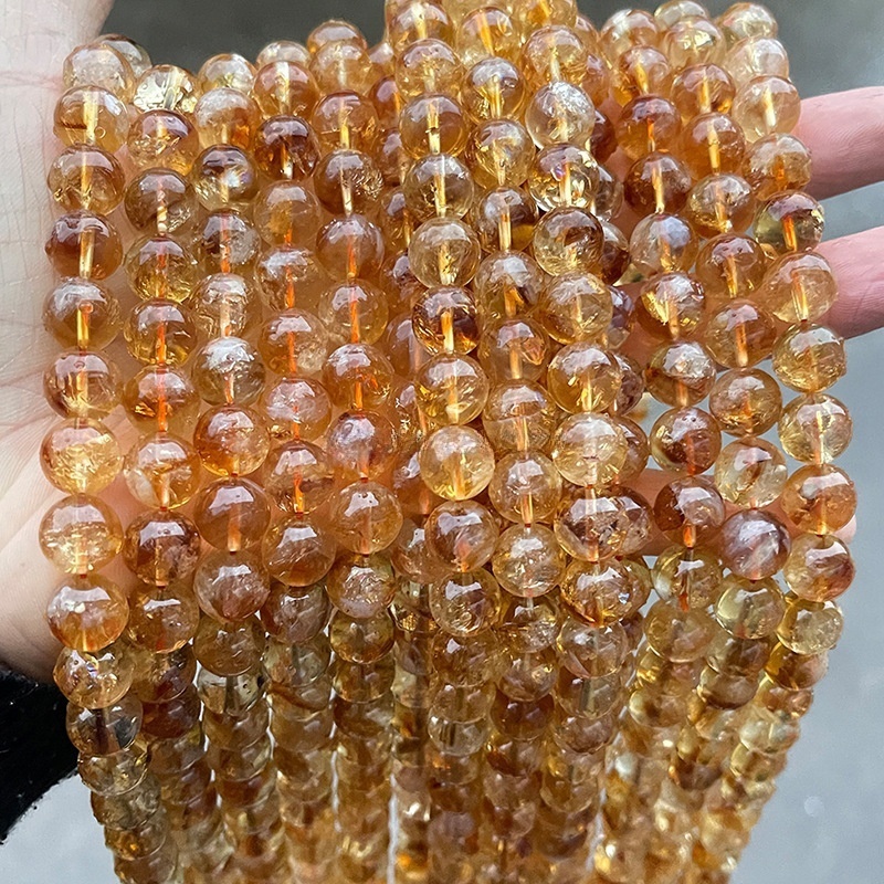 Natural yellow tower crystal beads loose beads diy jewelry accessories