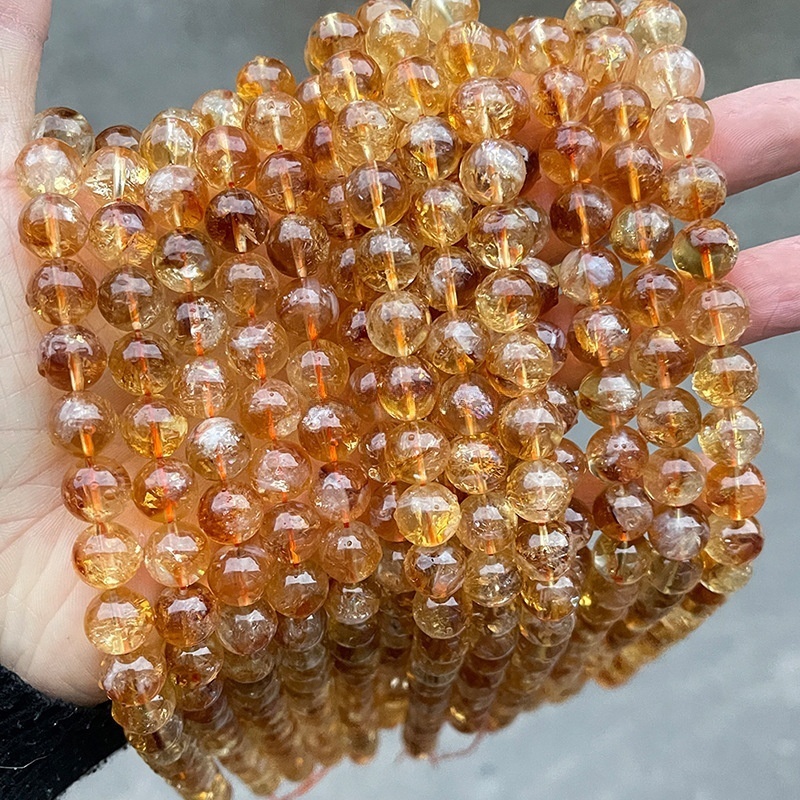 Natural yellow tower crystal beads loose beads diy jewelry accessories