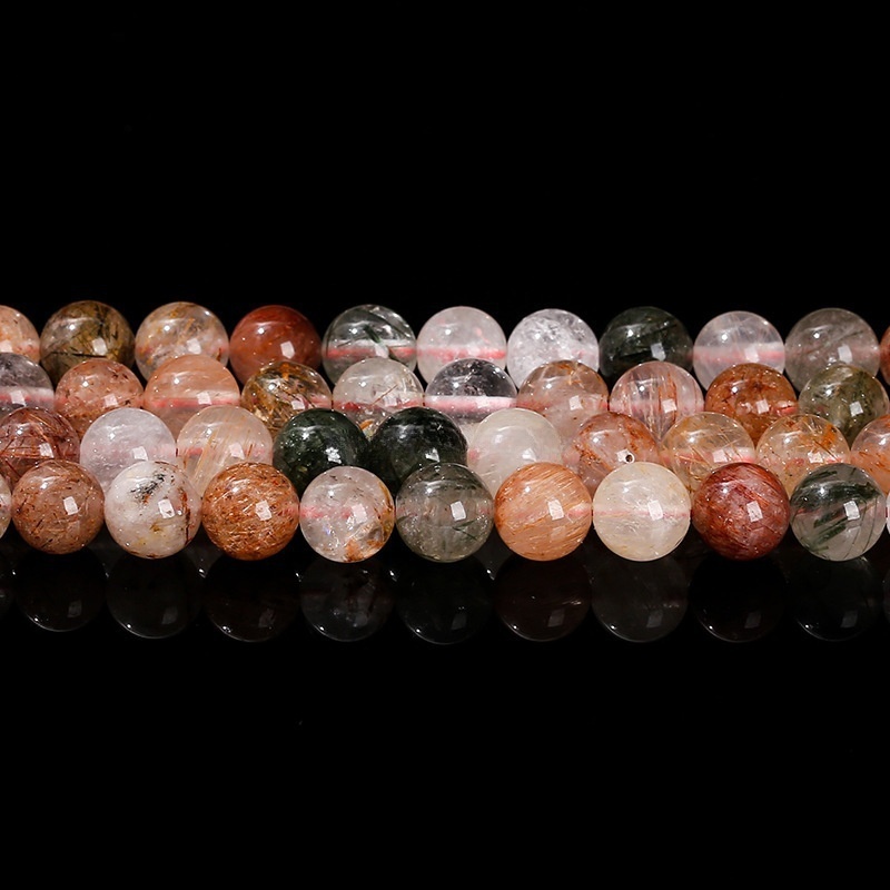 3A natural ice transparent red and green hair crystal loose beads DIY jewelry accessories