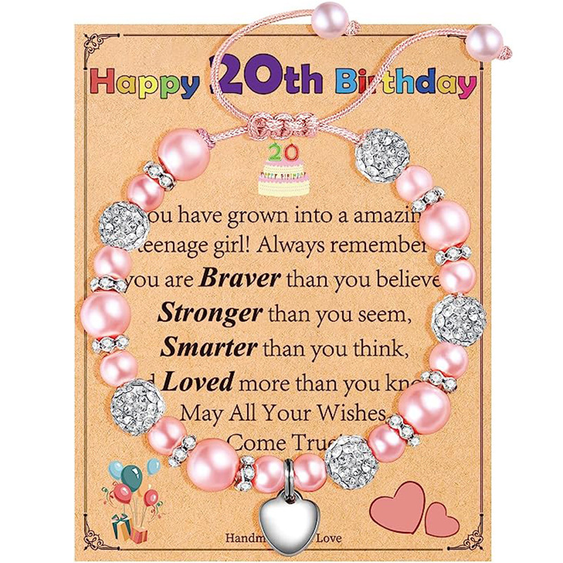 Girls birthday gift bracelet Happy Birthday diamond pearl bracelet