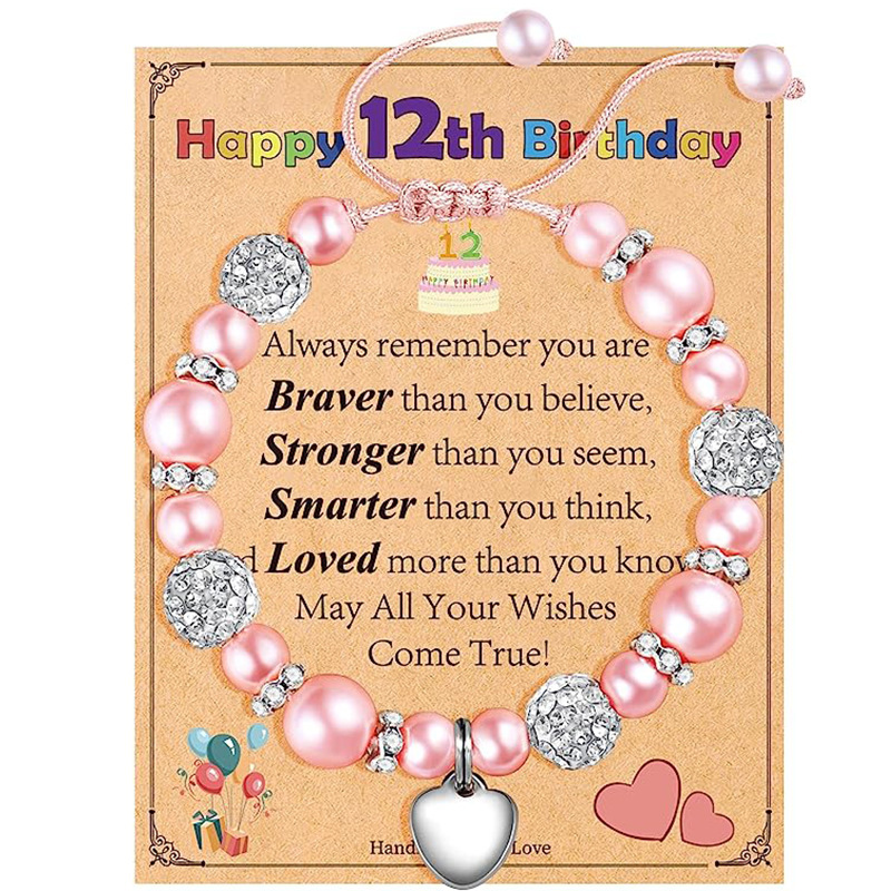Girls birthday gift bracelet Happy Birthday diamond pearl bracelet