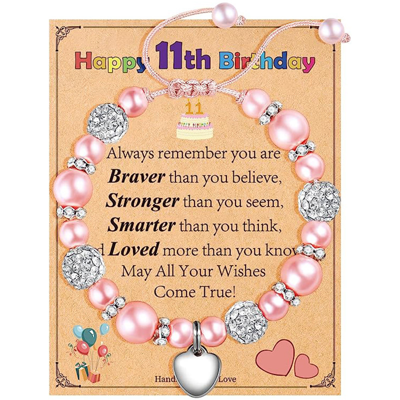 Girls birthday gift bracelet Happy Birthday diamond pearl bracelet