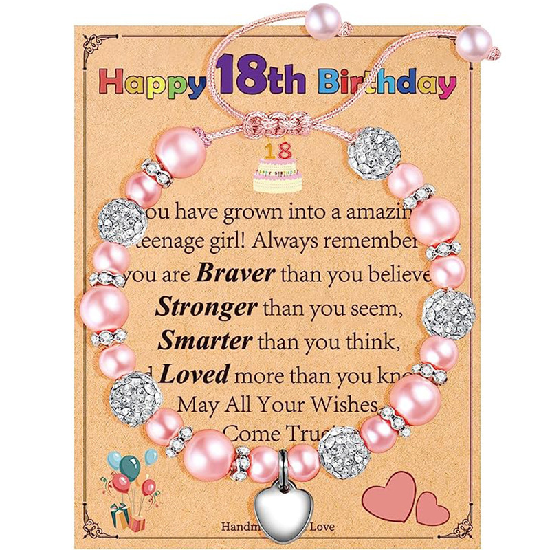 Girls birthday gift bracelet Happy Birthday diamond pearl bracelet