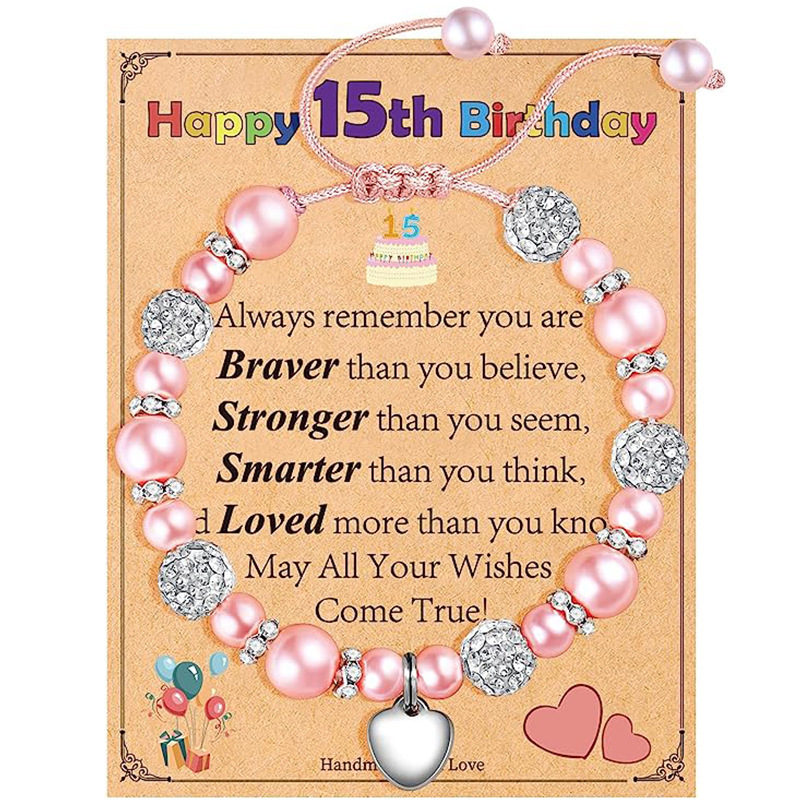 Girls birthday gift bracelet Happy Birthday diamond pearl bracelet