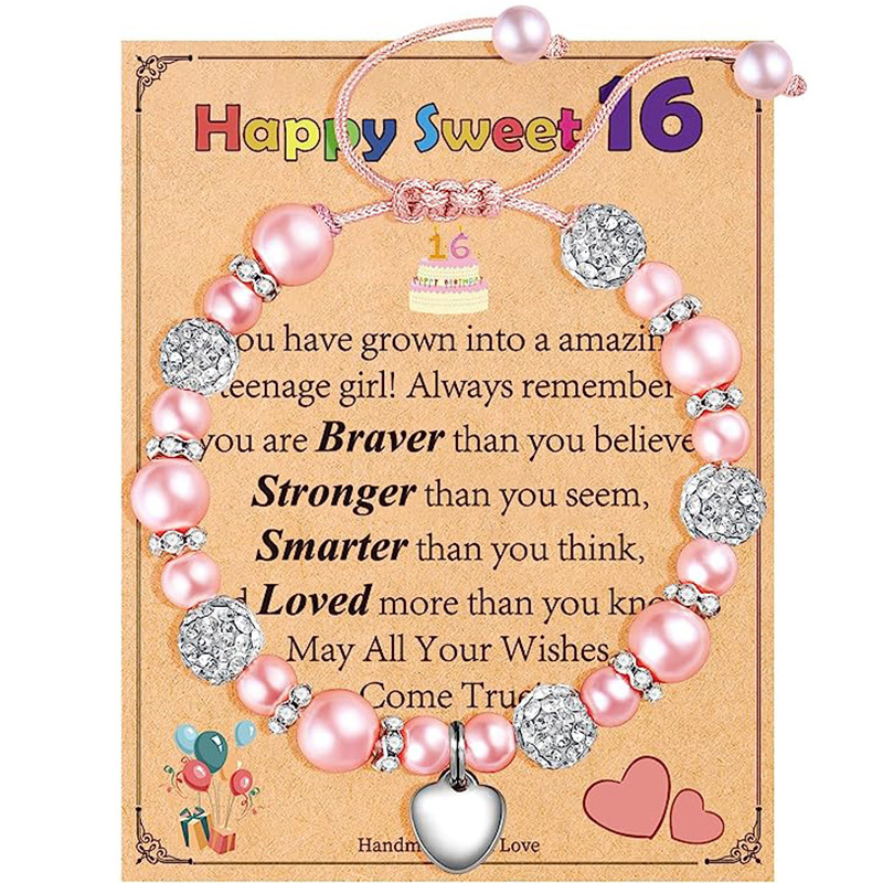 Girls birthday gift bracelet Happy Birthday diamond pearl bracelet