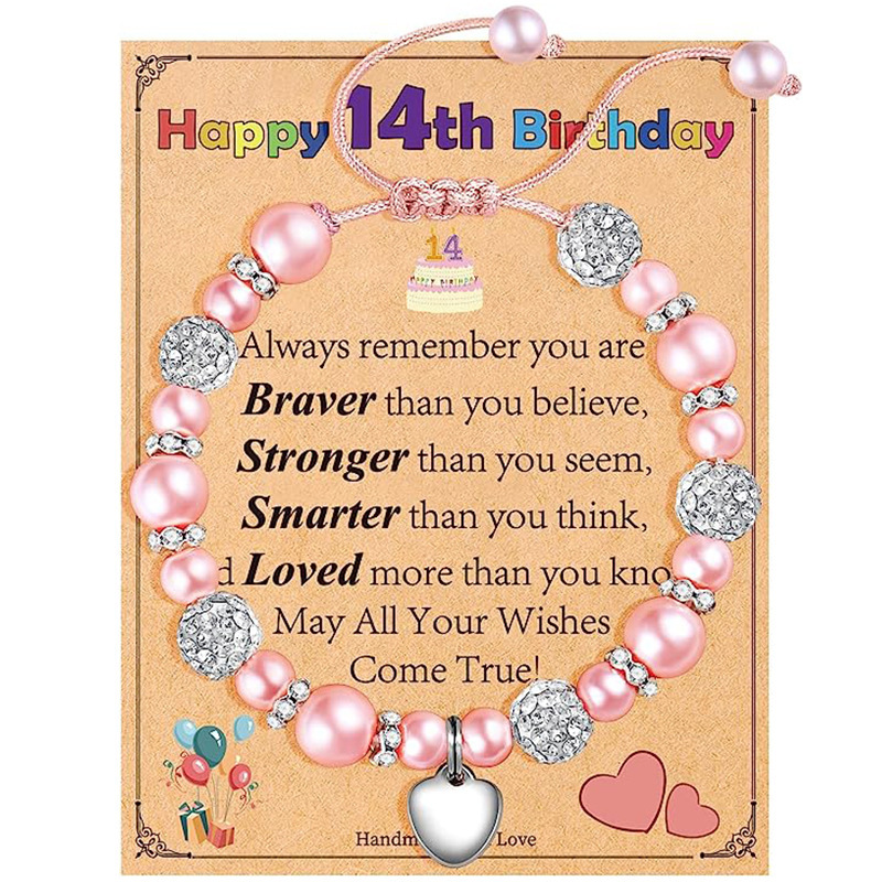 Girls birthday gift bracelet Happy Birthday diamond pearl bracelet